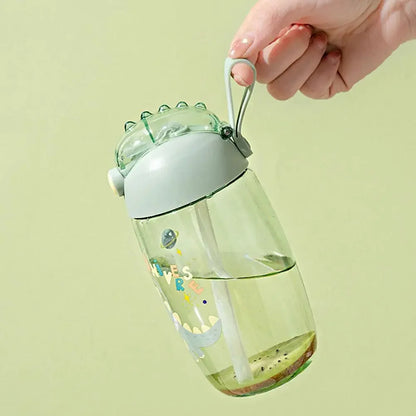 JIRO 600ML Children's Water Bottle For School Portable Cartoon Dinosaur Sippy Cup Creative Feeding Cup With Straws And Lids Drin