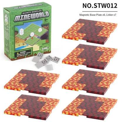 Magnetic Base Plate Variety Baseplates Match Mine World Magnetic Building Blocks Toys for Boys and Girls 3+ DIY Children Toy