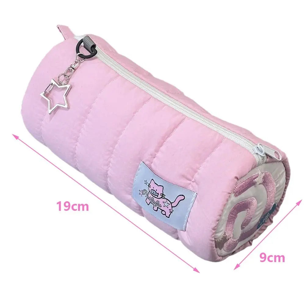 INS Large Capacity Pink Pen Bag Creative Soft Touch Pencil Case Stationery Storage Organizer Creative Students Gift