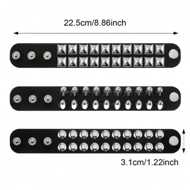 Fashionable Pu Leather Punk Style Rock Band With Personalized Motorcycle Leather Bracelet Suitable For Halloween Gifts