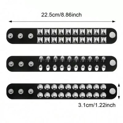Fashionable Pu Leather Punk Style Rock Band With Personalized Motorcycle Leather Bracelet Suitable For Halloween Gifts