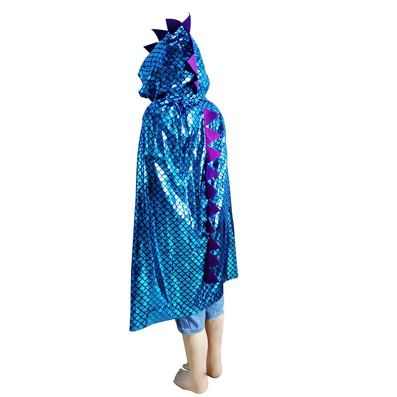 Dinosaur Cape Halloween Cosplay Costume Hooded Cloak for Kids Wizard and Girls Witch Cosplay Child Costume Halloween Party Cloak
