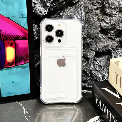 Transparent Card Holder Bag Case For iPhone 17 18 16 15 14 13 12 11 Pro Max Slot Wallet Back Cover For iPhone Shockproof Case