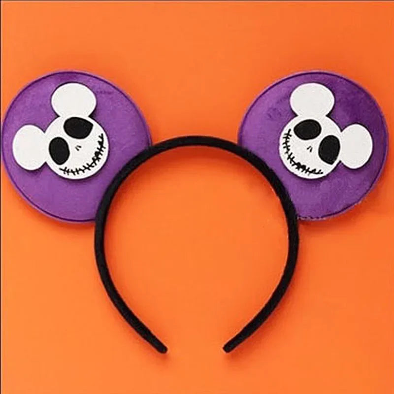 Disney leather Bat Bows Mickey Mouse Ear Headband for Adults Halloween Headwear Women Girls Cosplay Ghost Party Hair Accessories